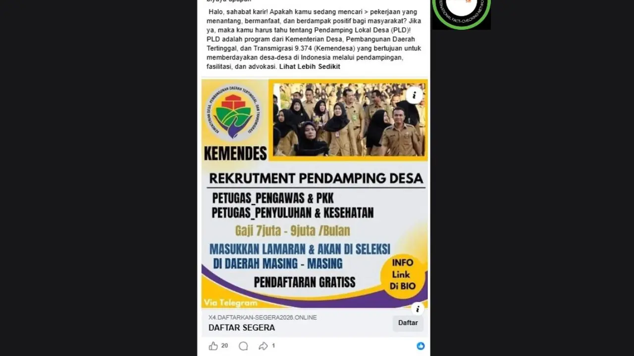 Hoaks Rekrutmen Pendamping Lokal Desa Marak, Warga Diminta Waspadai Tautan Palsu